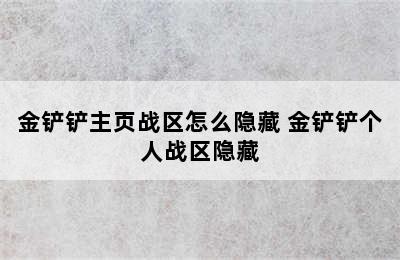 金铲铲主页战区怎么隐藏 金铲铲个人战区隐藏